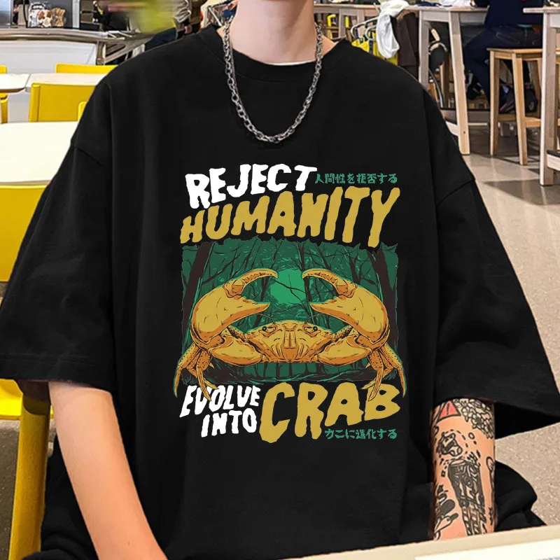 

Reject Humanity Crab T Shirt Men's Women's Clothing Horror Crab Horror T-shirt Male Funny Meme Gift Oversized Tees Short Sleeve