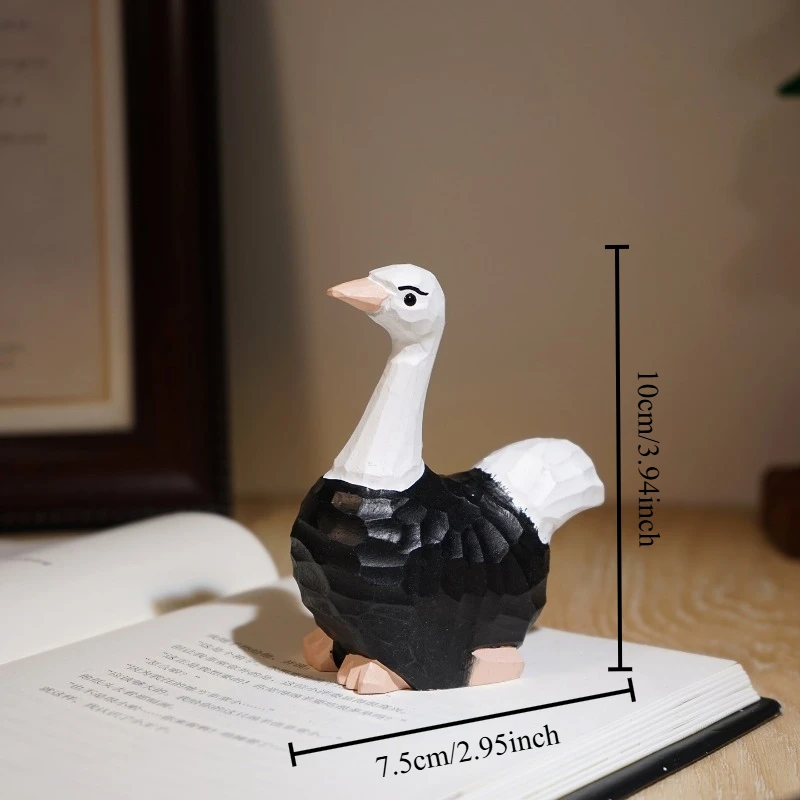 Ostrich Handmade Wood Sculpture Animal Figurines Office Workspace TV Console Entryway Desk Birthday Gift Wooden Animal Miniature