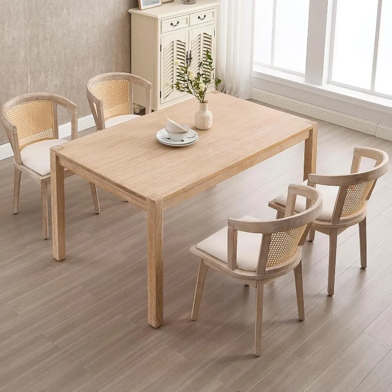 مجموعة كراسي طعام الروطان الحديثة مكونة من 2 كرسي غرفة الطعام شبه برميل للمزرعة كرسي منجد خشبي للمطبخ وغرفة المعيشة #3