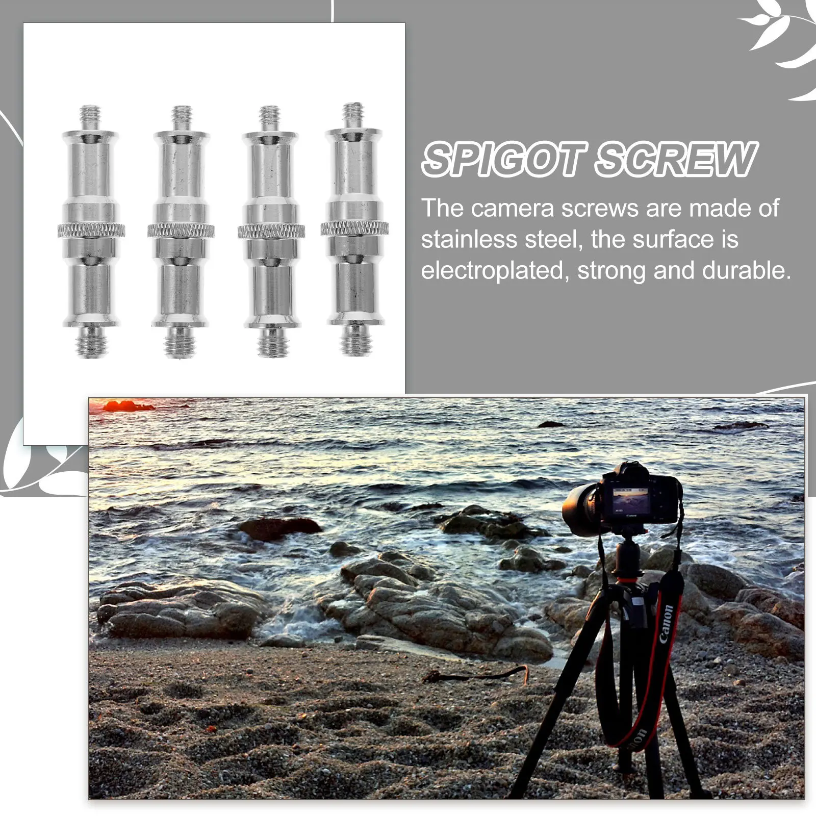

4 Pcs Adapter Screw 1/4 to 3/8 Spigot Stud Threaded Converter Studio Light Stand