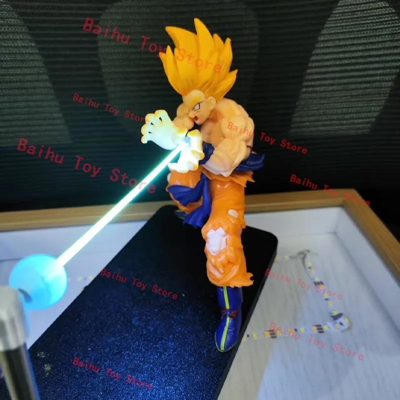 Figurine Dragon Ball Super Son Goku Kamehameha Avec LED - Idéale Pour La Déco Nuit Ou Comme Cadeau Fan