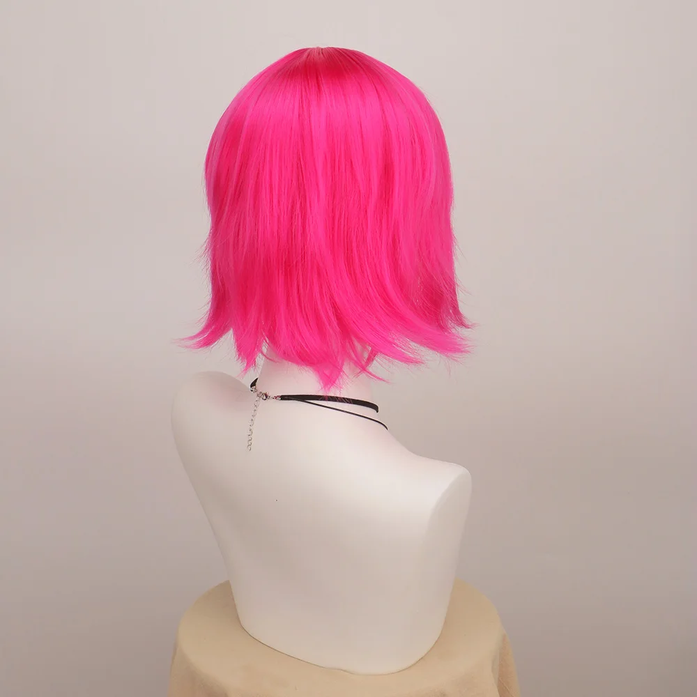 Peruca Cosplay Sintética Resistente Ao Calor, Anime Constrangimento, Curto Rosa Rosa, Dentro Out2, Festa a Traje