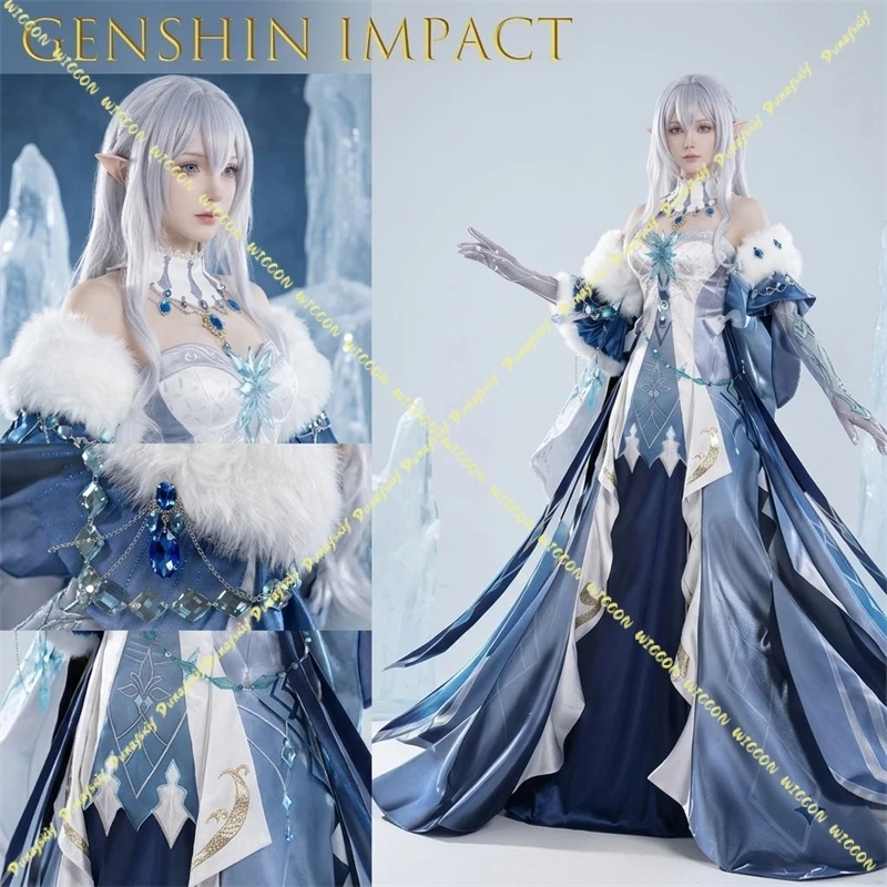 ツァリツァ・アナスタヤ・クリオ・アーチョン-コスプレ-原神-コスチューム-スネジナヤ-氷の女王-エレガントなガウン-コミックコン-ハロウィン-ポートレート用