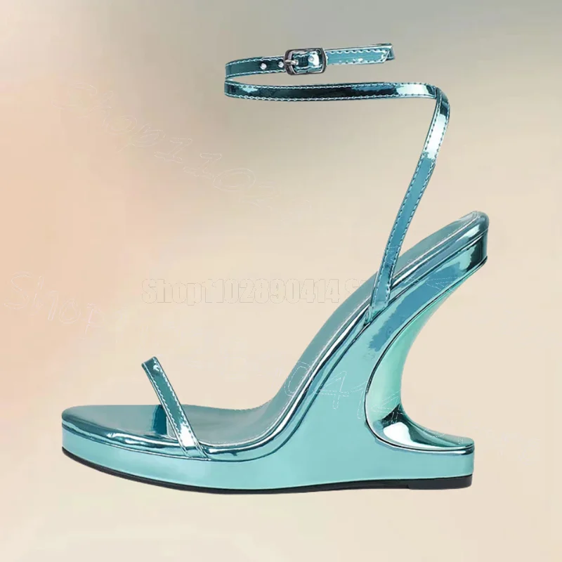 

Gray Strange Style Heels Patent Leather Sandals Buckle Strap Women Shoes Open Toe Party Banquet Dating 2026 Zapatos Para Mujere