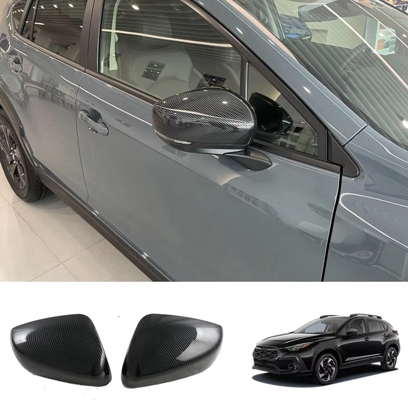 

For Subaru Crosstrek 2023 2024 Car Side Door Mirror Cover, Rearview Mirror Cover Trim Replacement Parts ABS Carbon Fiber