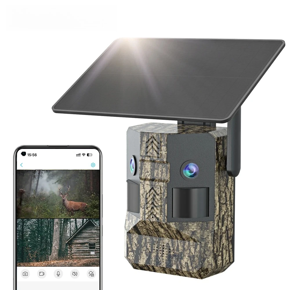 

6MP Hunting Camera with 4G LTE,Dual Lens &Dual Screen,Solar Powered, 940nm IR,GPS,180° Wide Angle Trail Camera,Wildlife Monitor