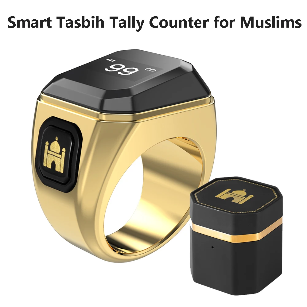 

Electronic Digital Finger Ring Counters Iqibla Smart Tasbih Zikr Clicker with OLED Display Bluetooth Tallyand charging box