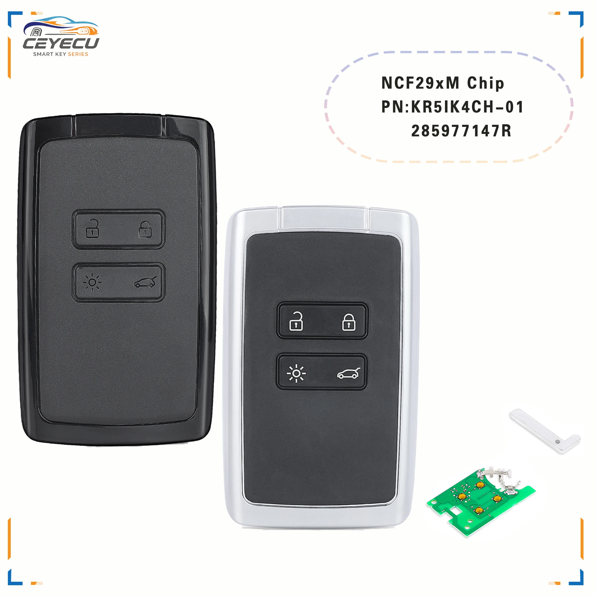 KEYECU NCF29xM KR5IK4CH-01 285977147R Keyless‑Go Smart Key Fob for Renault Espace Megane 4 Talisman Kadjar Koleos Captur 433MHz