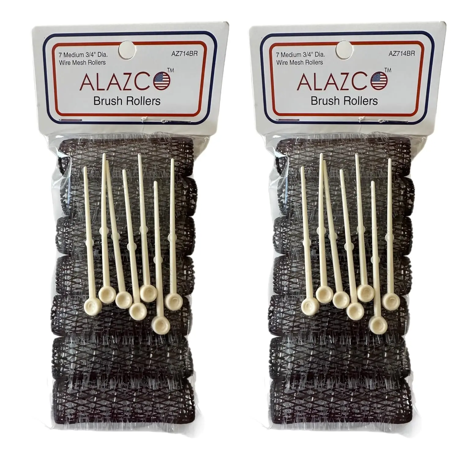 

14-Piece Vintage Hair Rollers Set with Flexible Locking Pins, Medium 2.5" x 3/4", Mesh Curlers with Bristles for Voluminous Curls