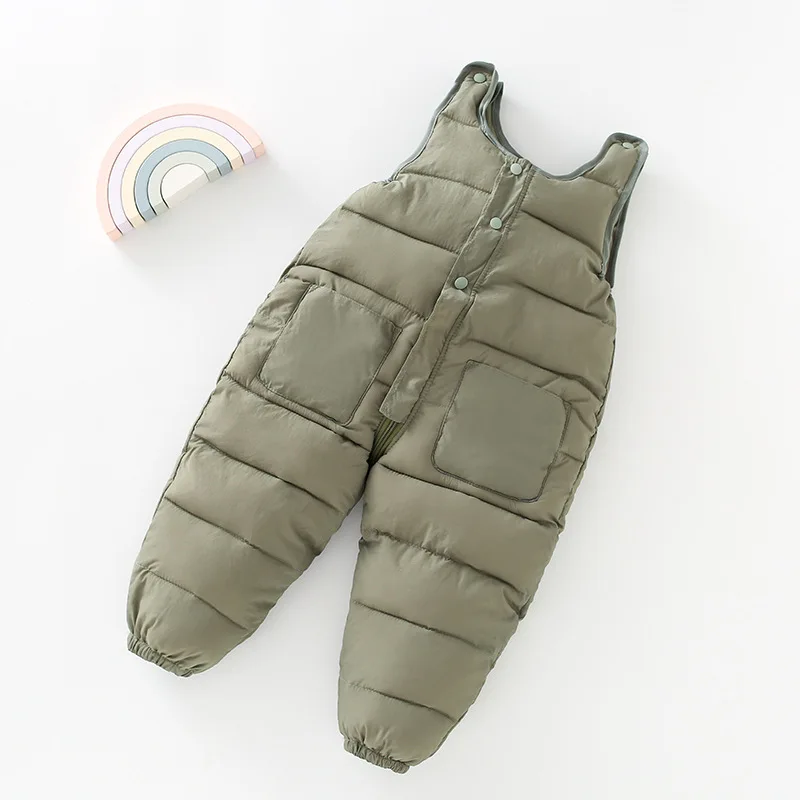 Boys Down Overalls Children Ski Sweatpants Baby Outside Jumpsuit Winter Girls Waterproof Romper Kids Thick Warm Windproof Clothe