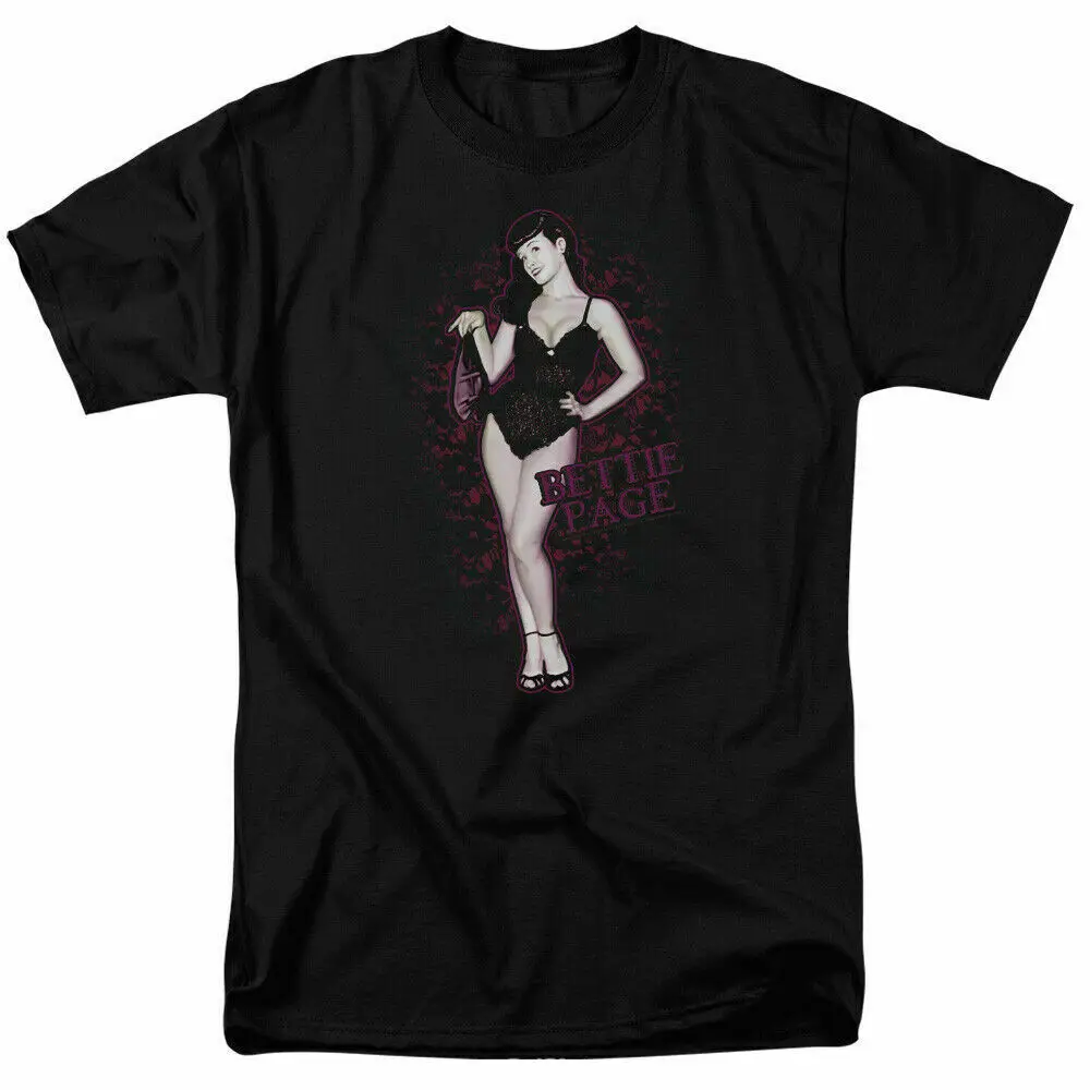 

Bettie Page Lacy T Shirt Licensed 1950's Pin Up Girl Model Tee Black