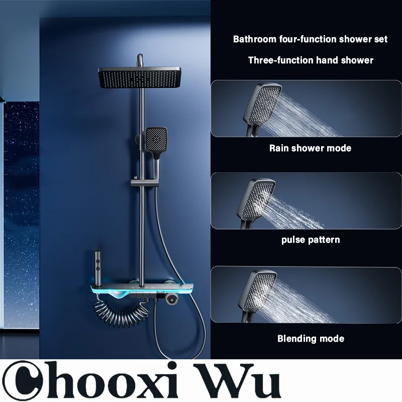 Bathroom all copper shower set intelligent digital display hydroelectric power generation multifunctional handheld