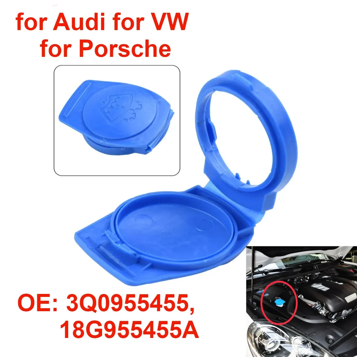 

3Q0955455 Car Fluid Reservoir Cap Windshield Washer Tank Bottle Cover 18G955455A for Porsche for VW for Audi