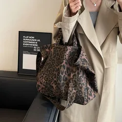 Leopard Shoulder Bag For Women Fashion Korean Large Capacity Crossbody Bags 2024 New Casual Travel Shopping Handbags Tote Bags