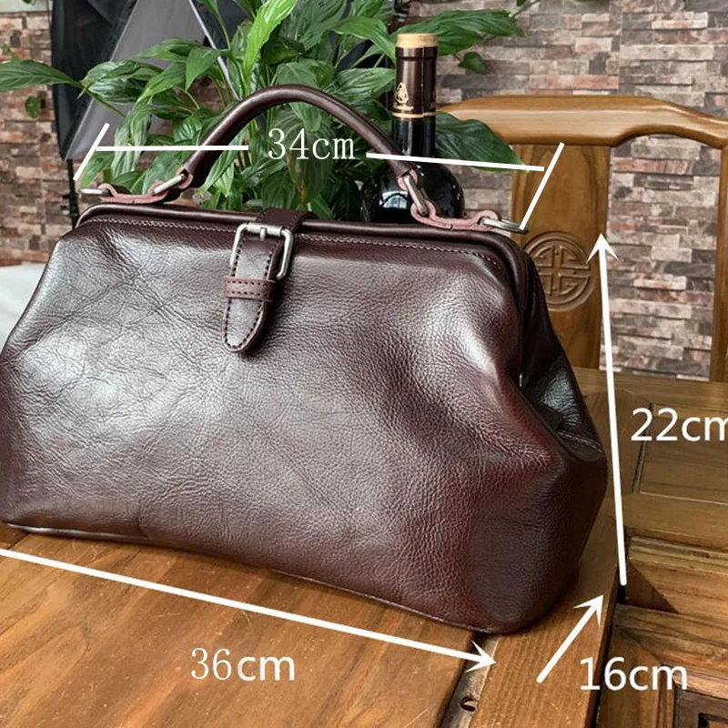 Top Quality Genuine Leather Women Shoulder Bag Long Strap Doctor Bags Vintage Woman Handbag Cow Leather Women Bags 2024