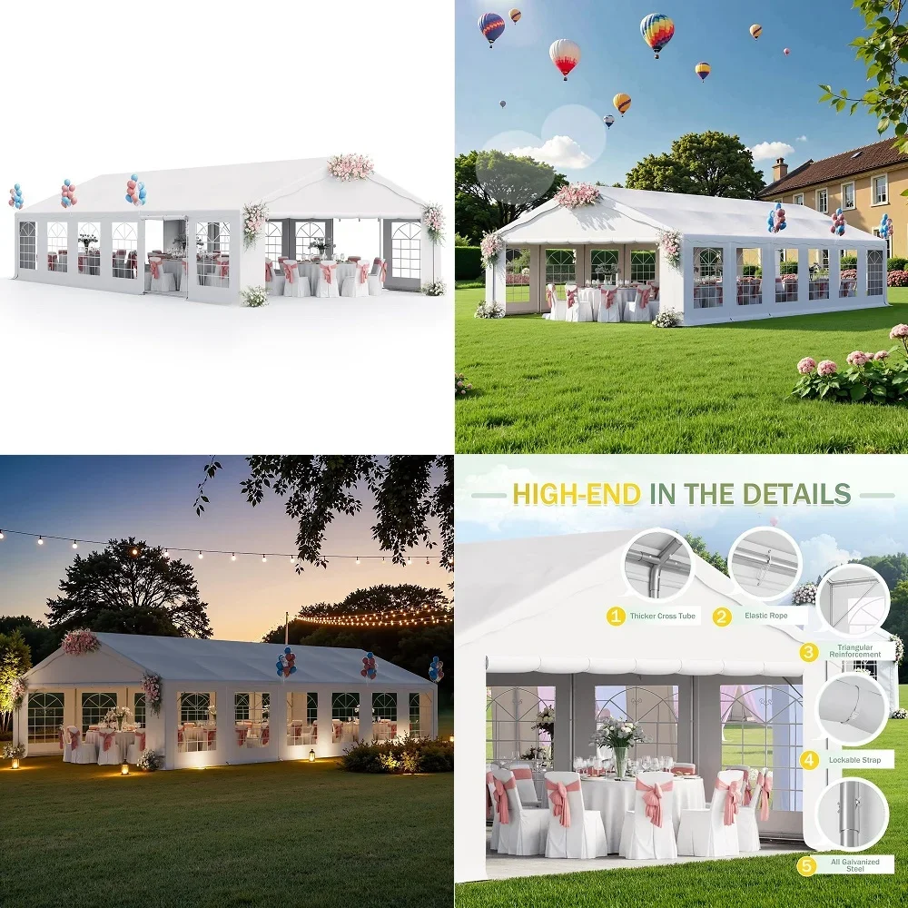 

20x40 Party Tent Heavy Duty Outdoor Gazebo with Removable Sidewall, Outdoor Event Shelter Canopy, Large Tent for Wedding, Carpo