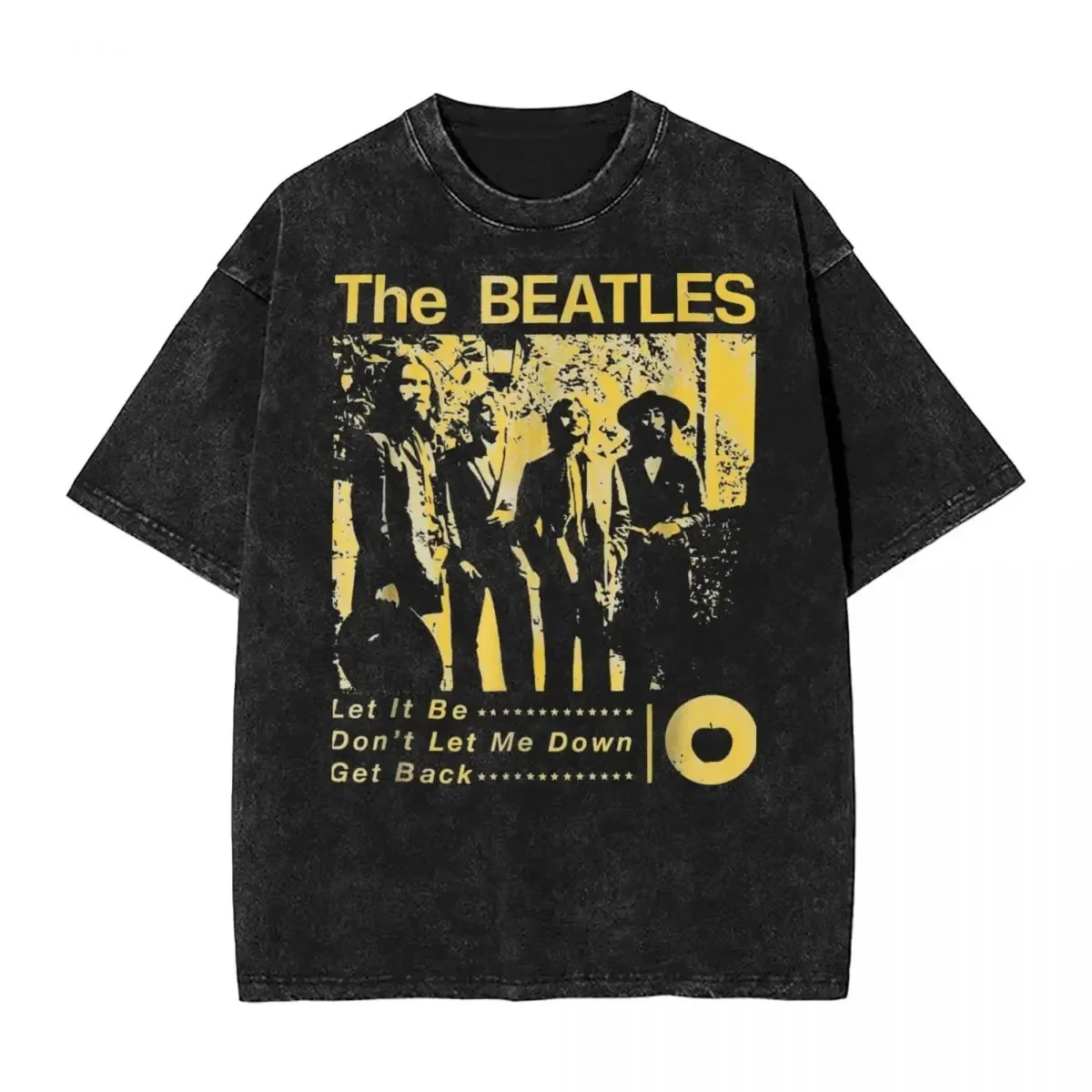 Washed T Shirts The Beatle Hip Hop Vintage T-Shirts High Street Streetwear Cotton Graphic Printed Tops Tees for Men Women