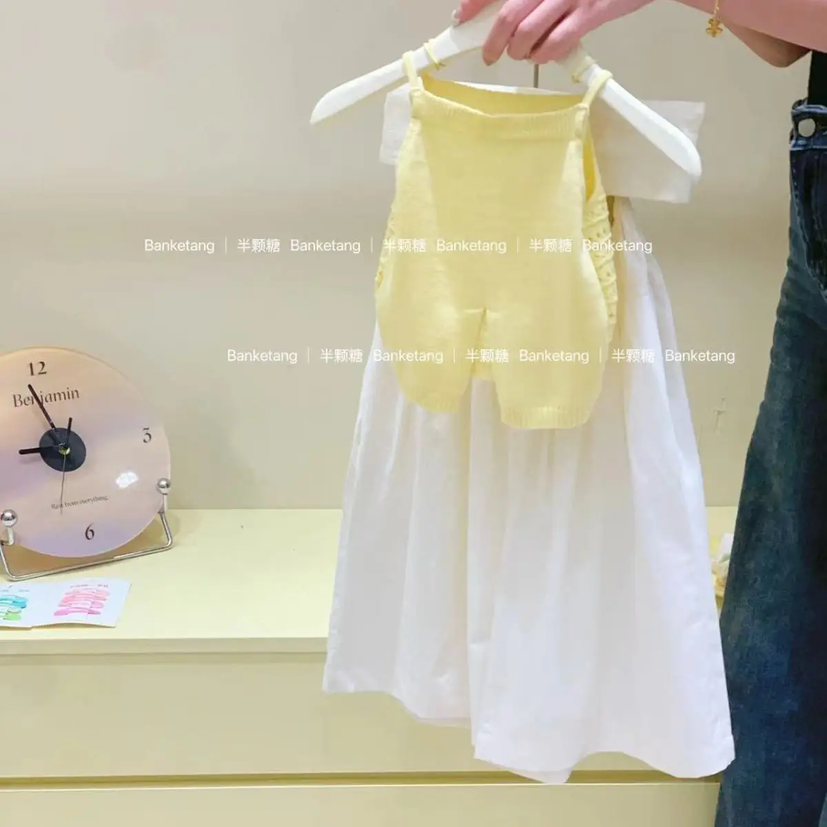 

Children's clothing set summer new style girls' stylish knitted camisole vest+casual wide leg pants 2-piece set
