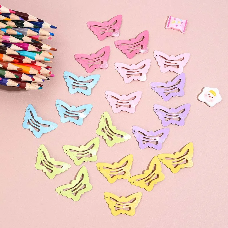 Oaoleer 20Pcs/set Color Star Hair Clip for Baby Girl Metal Butterfly Hairpin Barrettes Side Clip Kids Headdress Hair Accessories