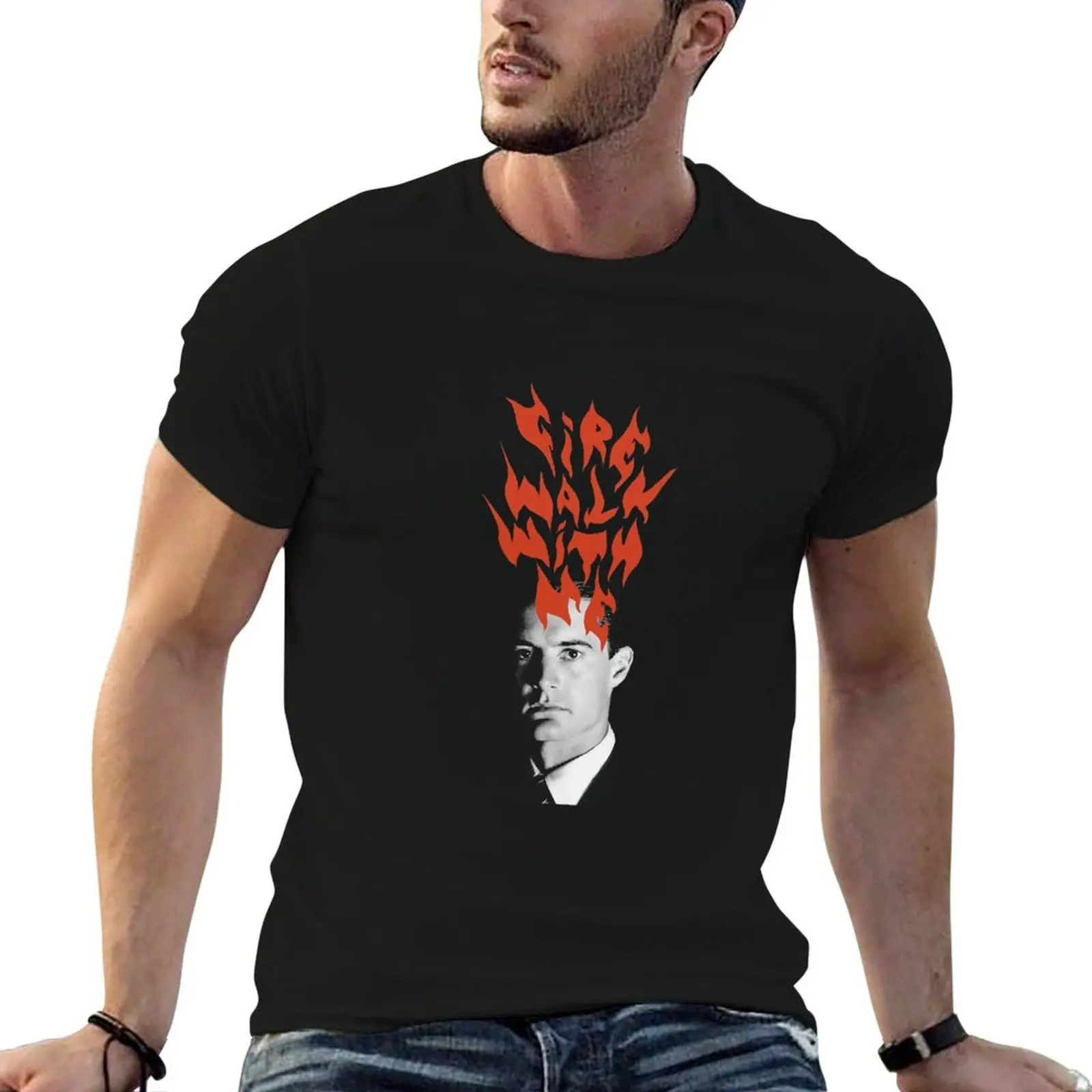 Camina conmigo en el fuego Camiseta figuras de anime artículos baratos camisetas de peso pesado para hombres
