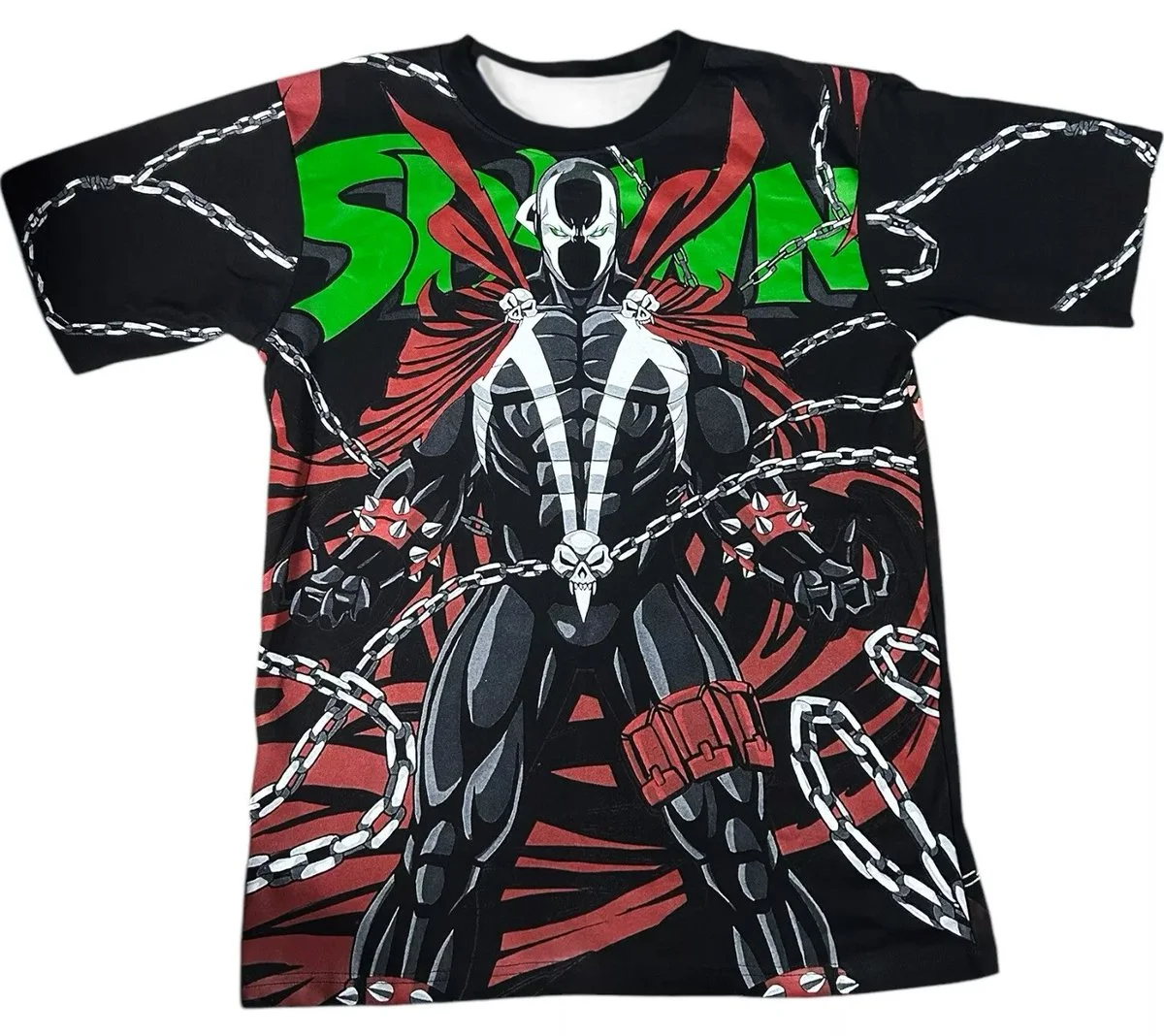 Imprescindible para los fans de la estética oscura! Camiseta de manga corta con estampado completo en 3D, visualmente llamativa, con un tema de héroe oscuro
