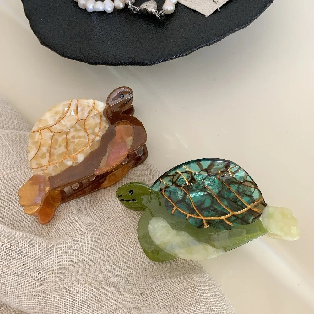 Acetate Turtle Hair Claw Clip Interlocking Teeth Decorative Style Animal Hair Clip Glossy Finish Hairstyles Tool