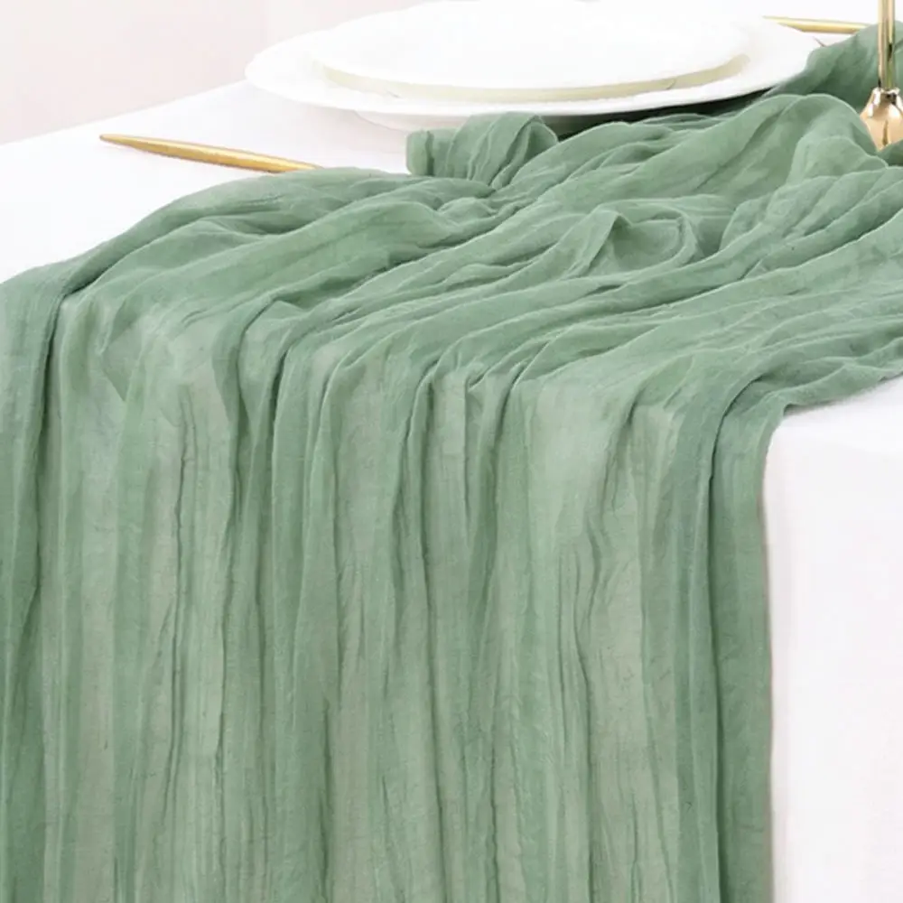 Soft Cheesecloth Table Runner Gauze Fabric Romantic Boho Wedding Decoration Table Linen For Party Event Dining Table