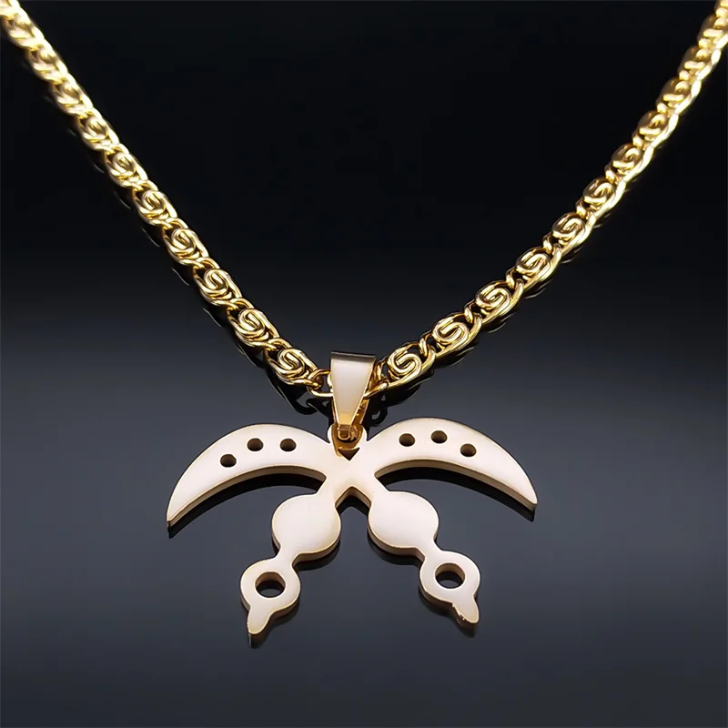 Africa Symbol Adinkra Akofena Necklace Women Stainless Steel Gold