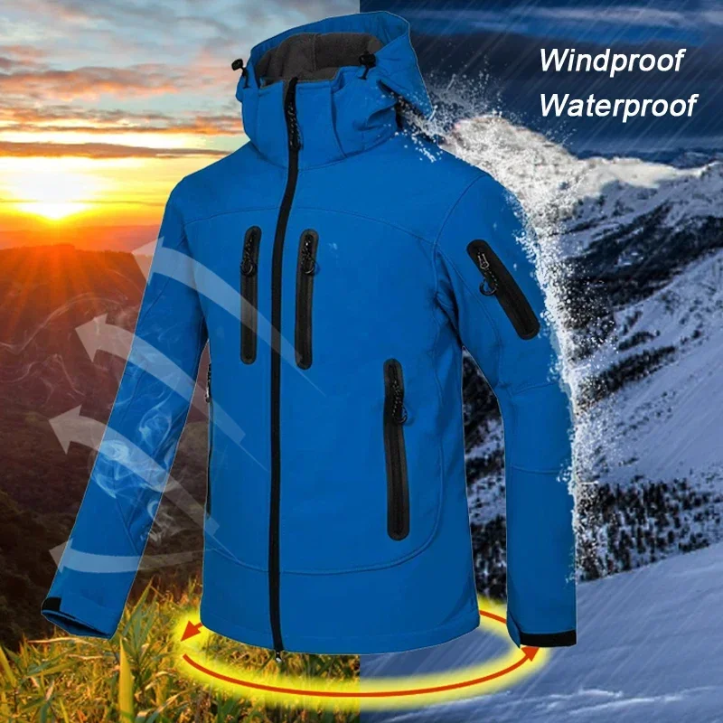 

Зимняя куртка из софтшелла, мужская водонепроницаемая теплая ветровка, куртки для горного кемпинга и пешего туризма, мужская ветрозащитная флисовая дышащая куртка