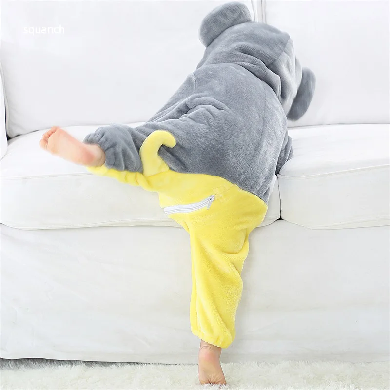 Baby Olifant Kostuum Halloween Dier Cosplay Pak Jongen Meisje Kigurumis Outfit Winter Warme Kleding Bebe Festival Jumpsuit 0-3y