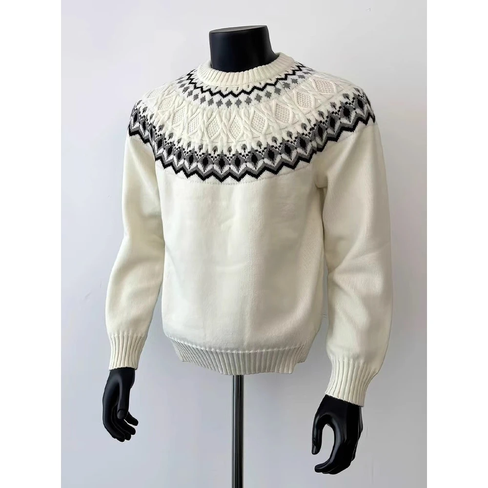 

Мужской вязаный свитер в американском ретро-стиле, осенне-зимний, теплый, с длинным рукавом, базовый слой, с узором «косы», Cleanfit