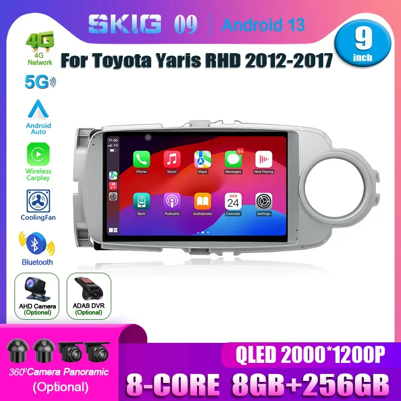 

Android 13 Car Radio For Toyota Yaris 2012-2017 Right Handle Drive GPS Navigation Multimedia Video Player Carplay Stereo 4G WIFI