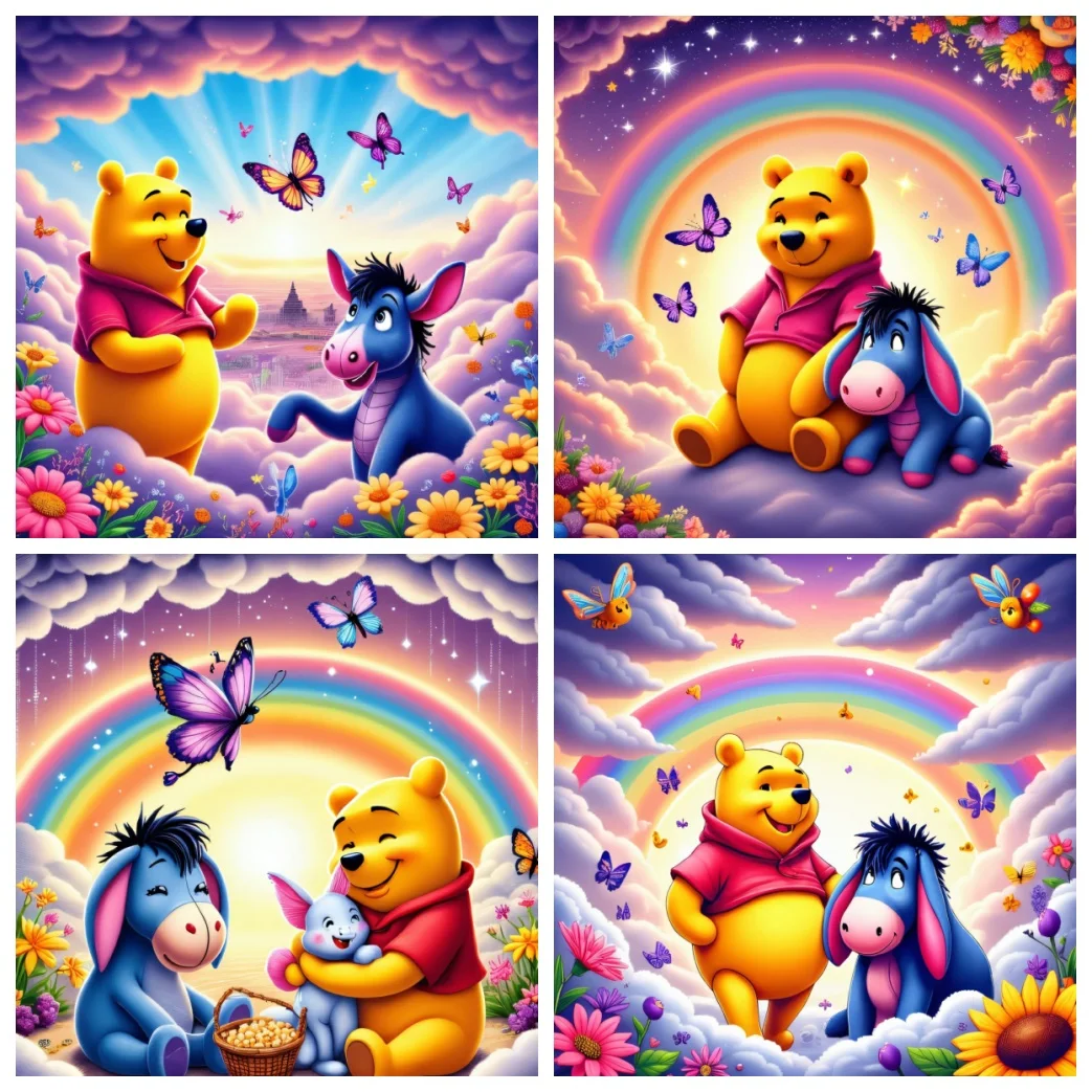 

Наборы для рисования алмазами Диснея, Винни-Пух, драгоценный камень, мультфильм, 5D, полная круглая алмазная вышивка, пейзаж, таинственная картина