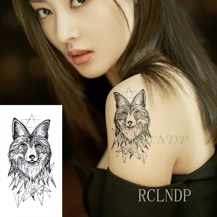 Waterproof Temporary Tattoo Sticker Wolf Wolves Head Animal Neck Wrist Foot Hand  Flash Tatoo Fake Tattoos for Men Women Kids