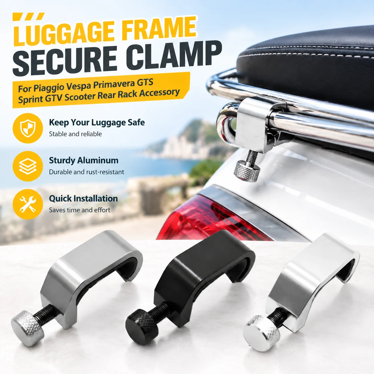 Luggage Frame Secure Clamp Fastening Buckle Modified Hook for Piaggio Vespa Primavera GTS Sprint GTV Scooter Rear Rack Accessory