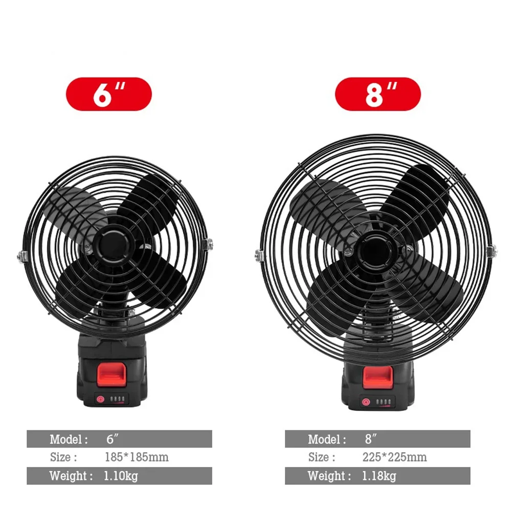 2-Speed High Power Handheld Fan 6/8in Portable Rechargeable Electric Fan For 18/20V Li-Ion Battery Outdoor Camping Working Fan