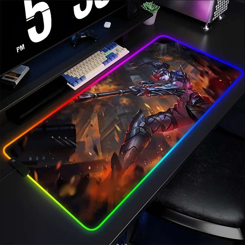 

Mouse Pad RGB PC Speed For E-sports Players LED Laptop Computer Overwatch Widowmaker Keyboard Pad Anime Desk Mat Kawaii Mousepad