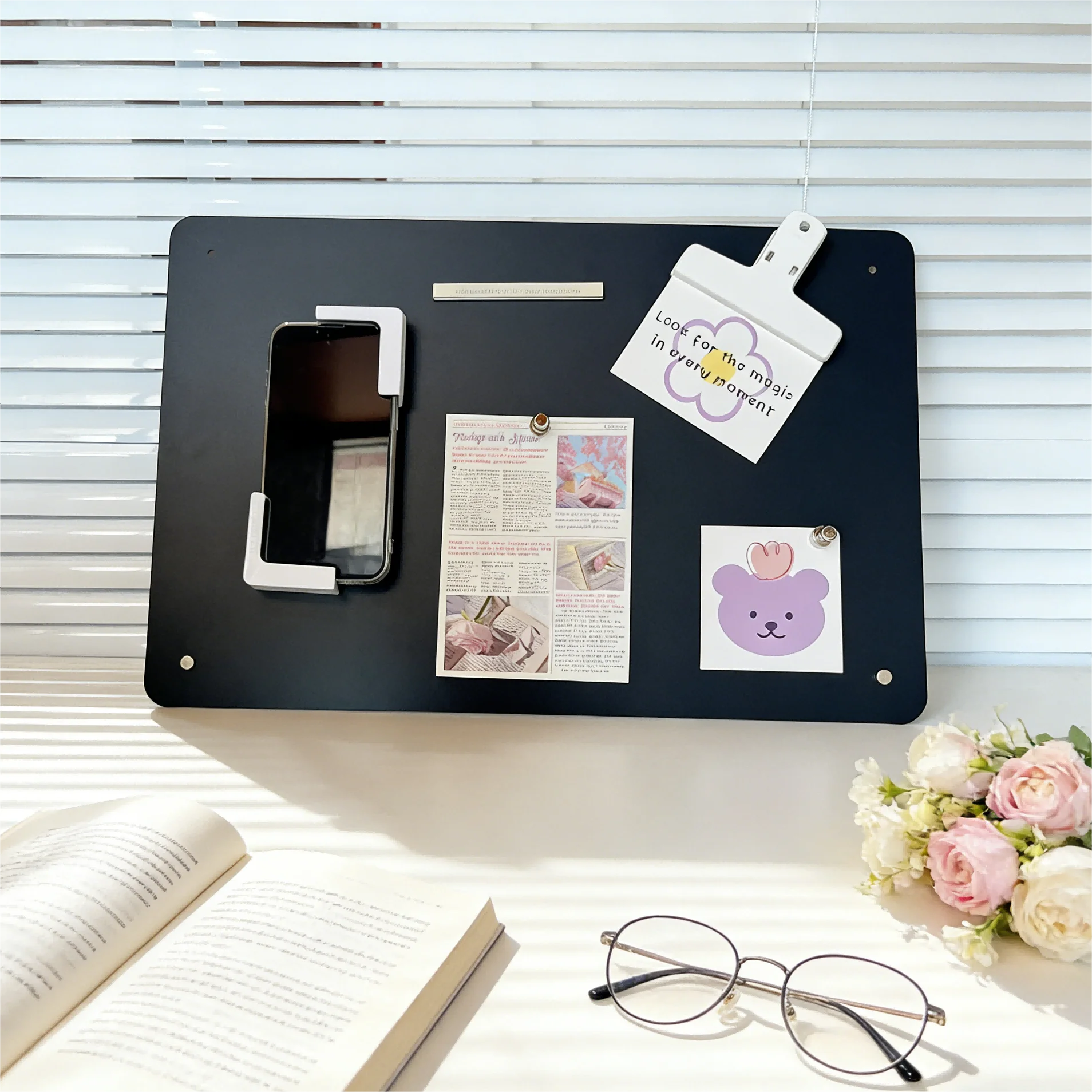 Magnetic Black/Whiteboard, Desktop Message Board, Standing Advertising Sign Handwritten Iron Plate Hotel Front Desk Milk Tea Sho