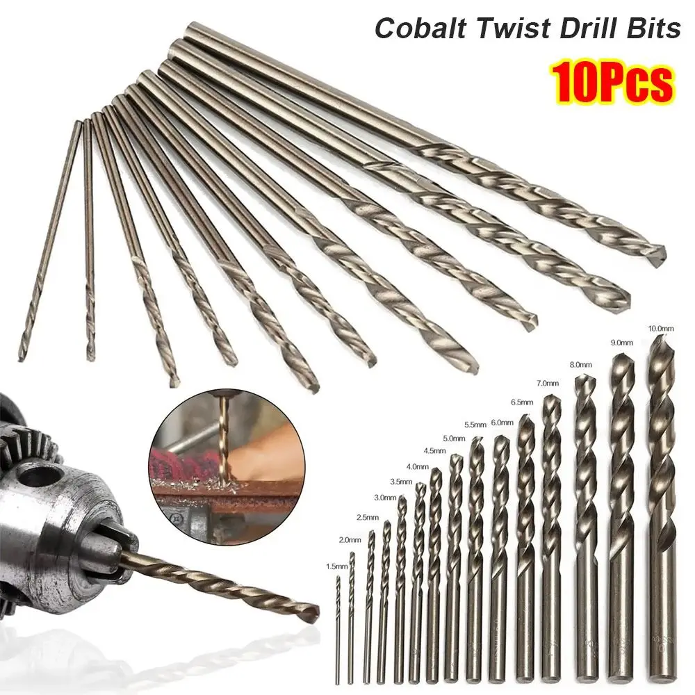 10Pcs High Speed Steel Cobalt Twist Drill 1/1.5/2/2.5/3/3.2/3.5mm M35 Spiral Drill Bit HSS-Co Round Shank Twist Drill Bits