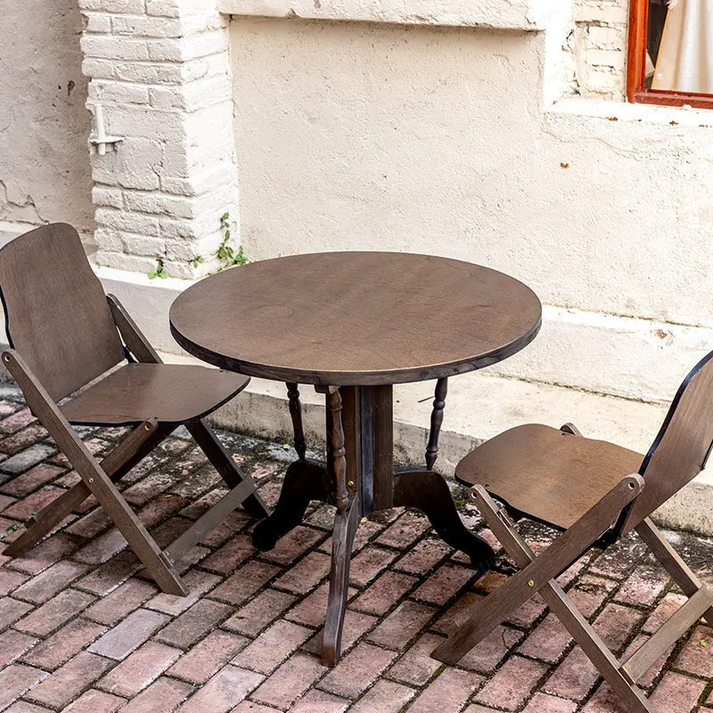Solid Wood Large Round Table, Unique Dining Table for Cafe Tea Shop Living Room Balcony
