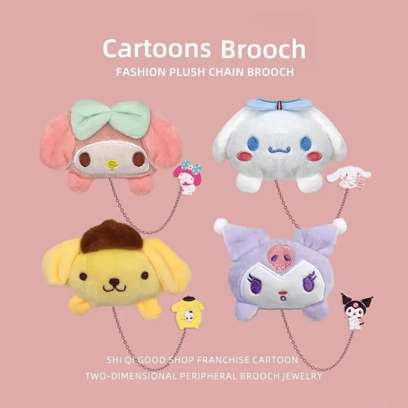 

Cinnamoroll Kuromi Lovely Doll Kawaii Sanrio Anime Cloth Schoolbag Pendant Brooch Cute My Melody Accessory Pins Gifts Toys