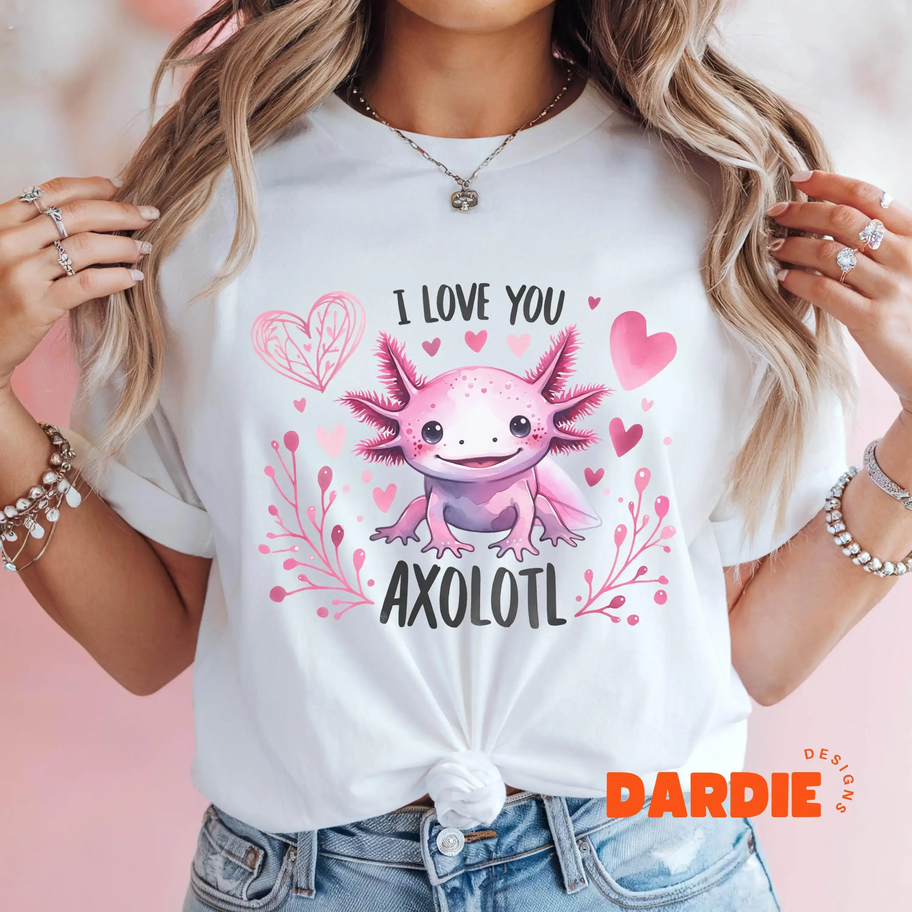 Valentine Axolotl PNG I Love You A Lottl Clipart for T Shirt Stickers Mug Tumbler POD Dtf Sublimation Design Digital Download