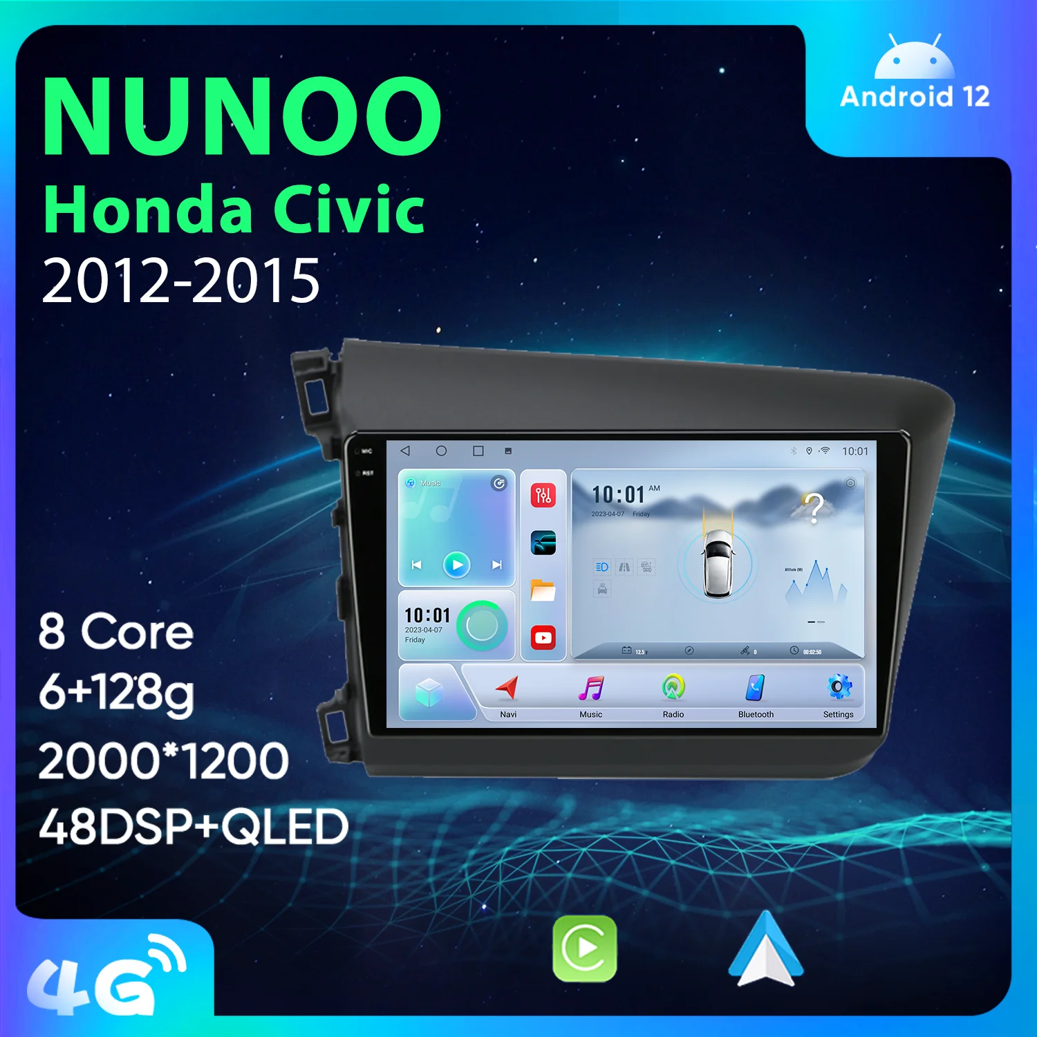 

2din Android 12 Car Radio for Honda Civic 2012 2013 2014 2015 Multimedia Video Player GPS 4G Carplay WiFi Bluetooth DSP RDS