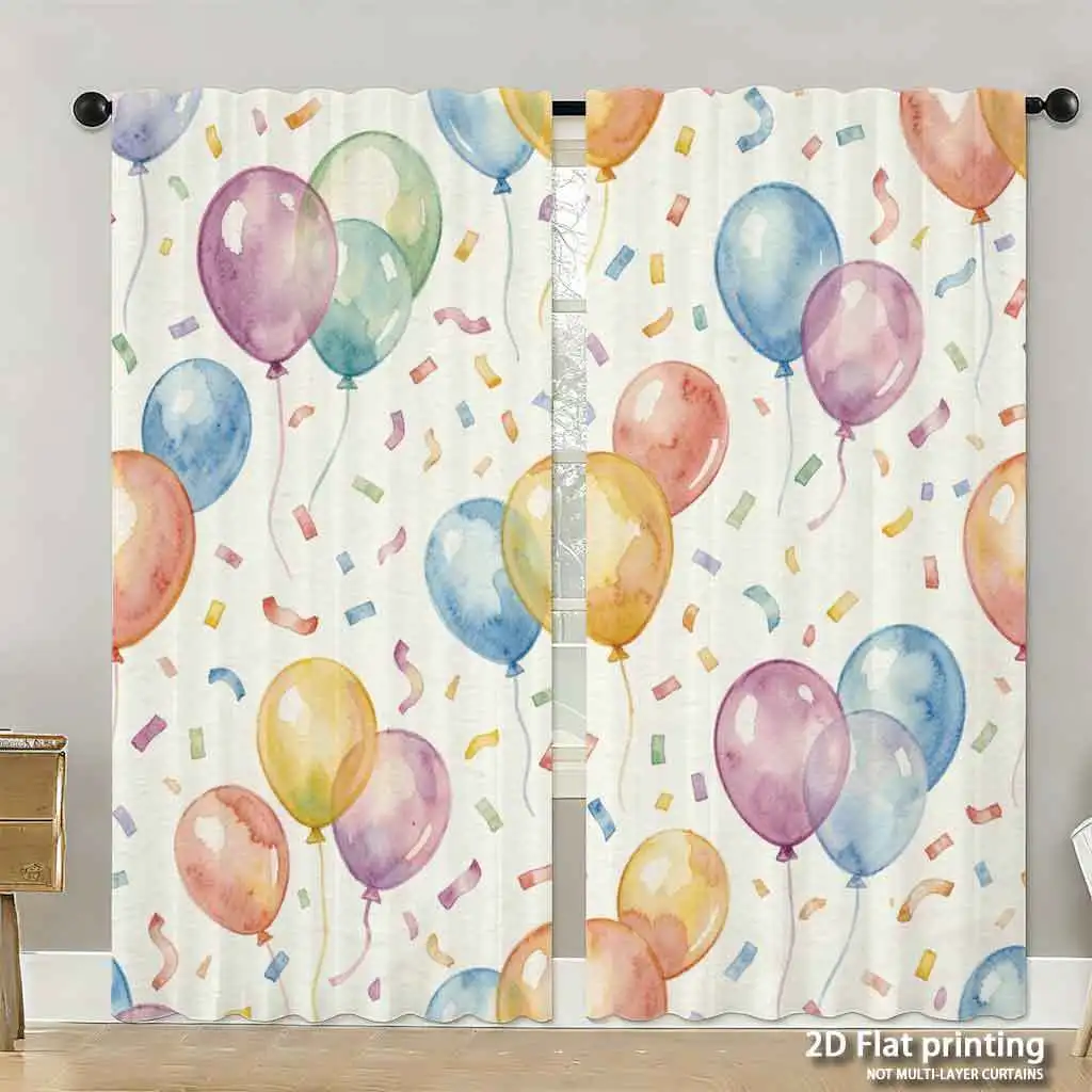 

Cheerful Balloon Confetti Pattern Curtain Window Drapes Festive Party Home Decoration Accent Decor Shower Curtain