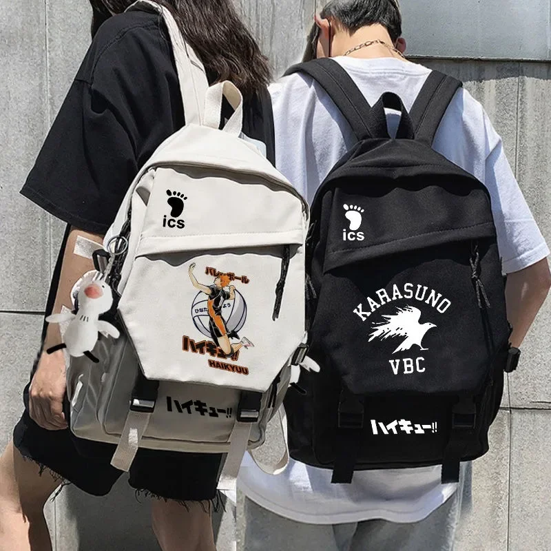 45×28×14cm Black White, Haikyuu, Student Kids Teens School Bags, Large Capacity Mochilas Anime Backpacks For Girls Boys Gift