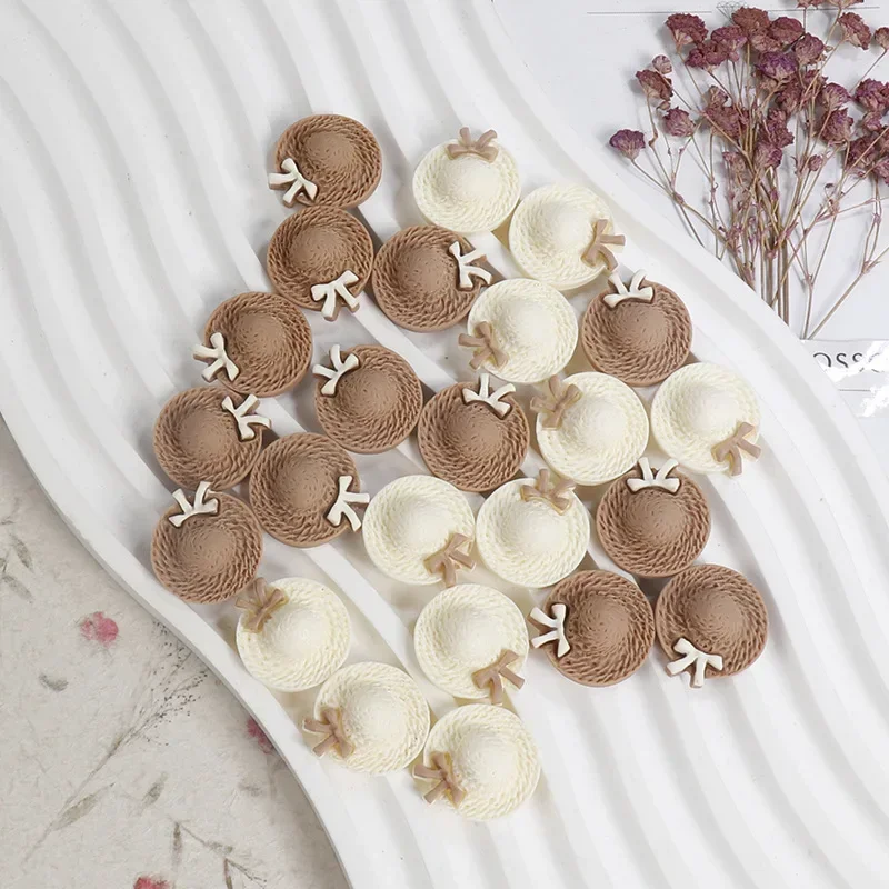 20/100pcs New resin accessories straw hat series creative diy handmade mobile phone shell hairpin hair decor materials