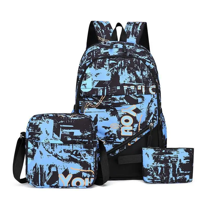 

3pcsset Male knapsack high school bags for men 2024 boys schoolbag student bag men camouflage school backpack sac mochila