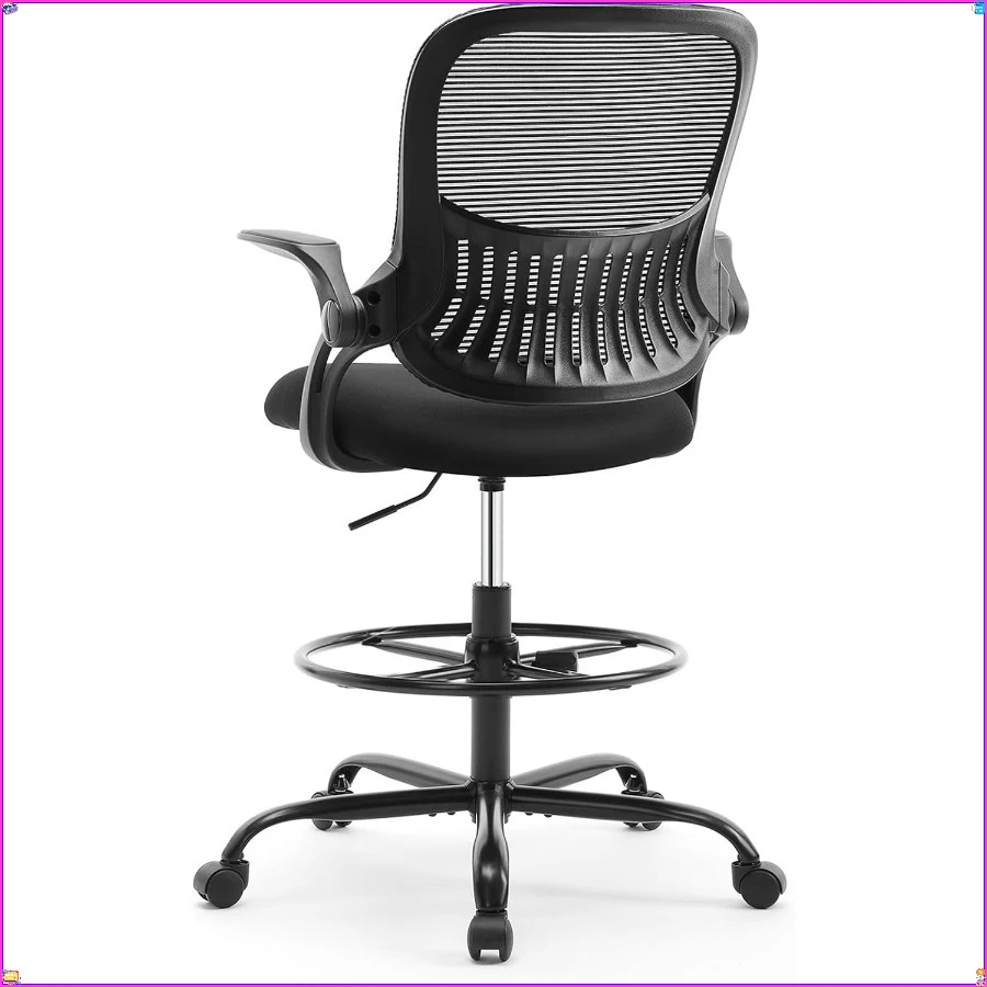 人間工学に基づいた製図椅子、ランバーサポートとフットレスト付き、製図台や机用の高さ調節可能なスツール
