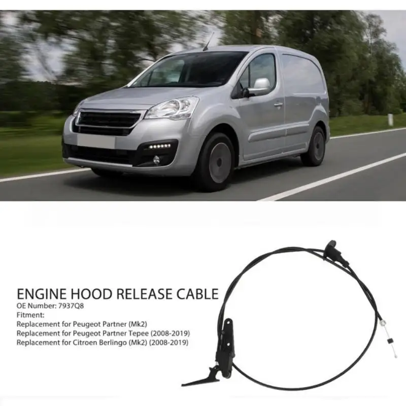 1PCS New Front Bonnet Release Cable With Latch For Partner/Berlingo 2008-2019 7937Q8 Car Engines Accessories