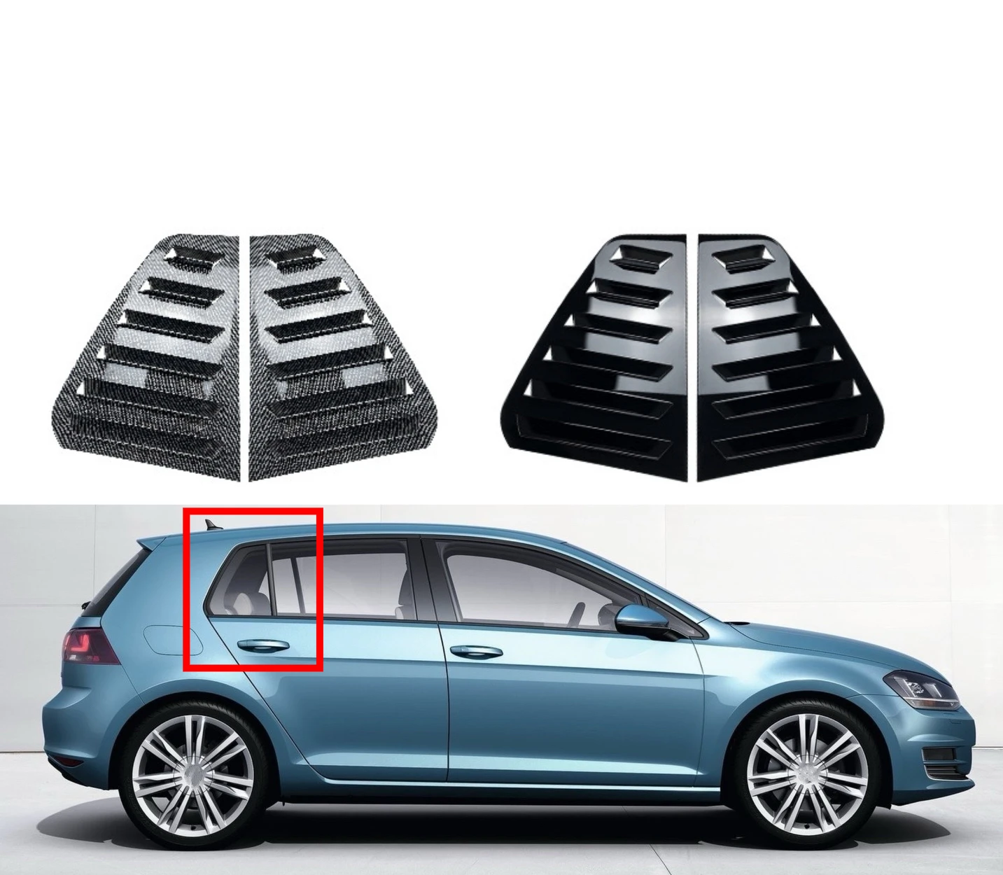 

For VW Golf MK7 MK7.5 2013-2019 Carbon Fiber Black Car Rear Louver Window Side Shutter Cover Trim Sticker Vent Scoop ABS